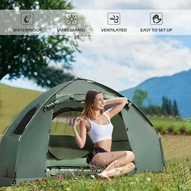 SUGIFT Outdoor Tent 1-Person Compact Portable Pop-Up Tent Air Mattress and Sleeping Bag