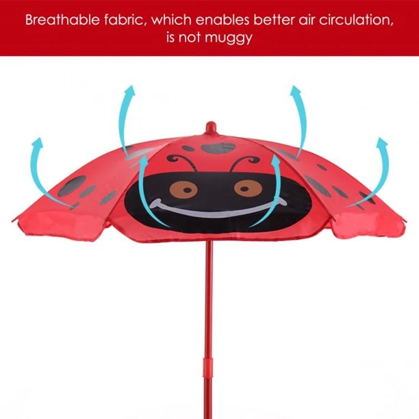 SUGIFT Kids Patio Folding Table and Chairs Set Beetle with Umbrella