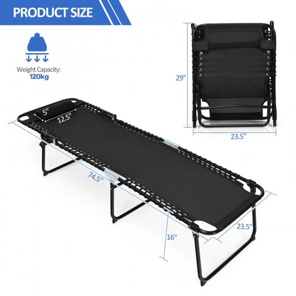 Foldable Portable Recline Lounge Chair with Adjustable Backrest and Footrest