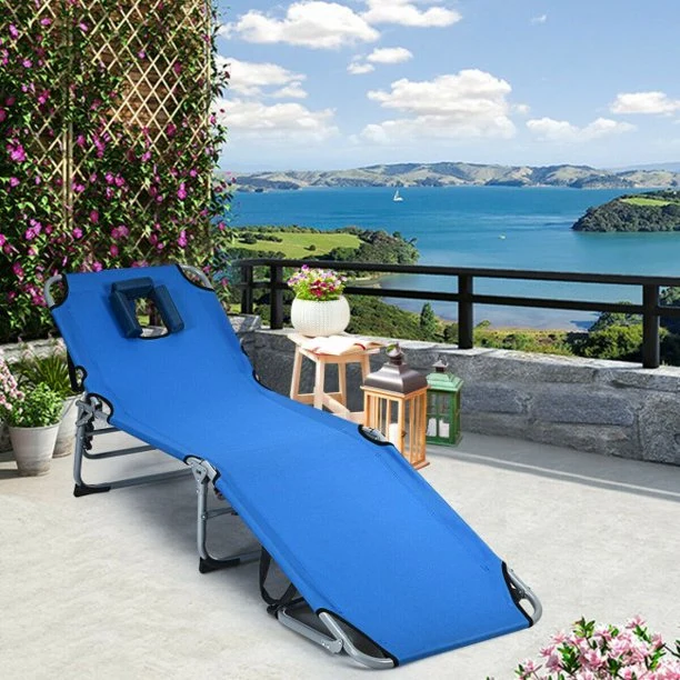 Folding Portable Chaise Lounge Chair Bed Adjustable Outdoor Patio Beach