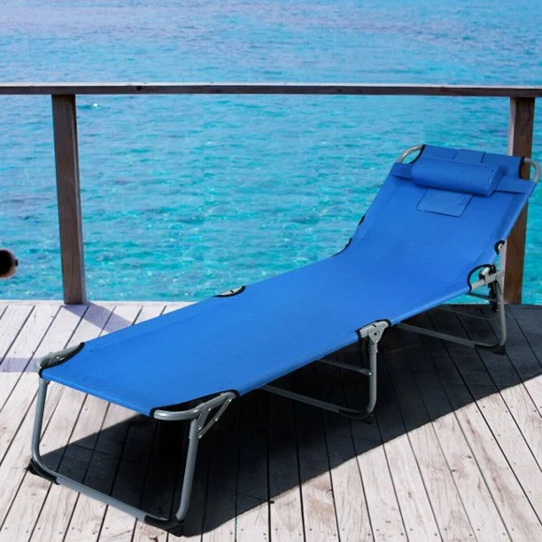 Folding Portable Chaise Lounge Chair Bed Adjustable Outdoor Patio Beach