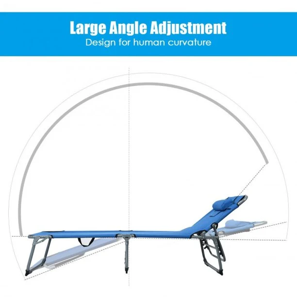 Folding Portable Chaise Lounge Chair Bed Adjustable Outdoor Patio Beach
