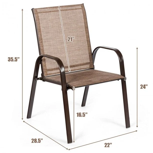 2 Pieces Dining Chair Patio Outdoor Dining Chair with Armrest