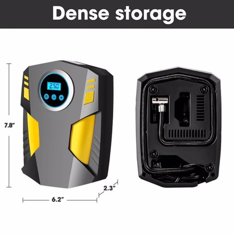 SUGIFT Tire Inflator Portable Air Compressor, 12V DC Air Pump for Car Tires with Digital Pressure Gauge 150psi and Emergency Led Light