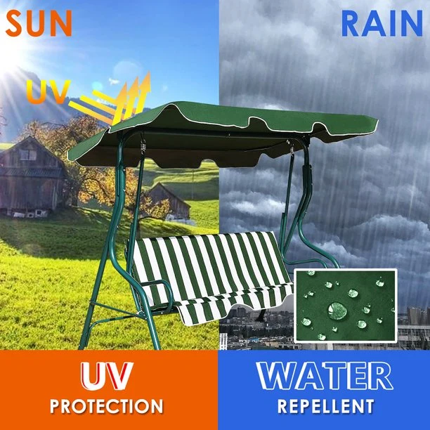 SUGIFT Deluxe Outdoor Swing Canopy UV30+ Patio Swing Chair 3 Person Porch Top Cover for Patio Yard Seat