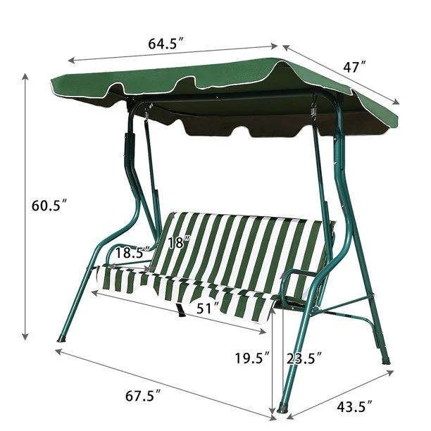 SUGIFT Deluxe Outdoor Swing Canopy UV30+ Patio Swing Chair 3 Person Porch Top Cover for Patio Yard Seat