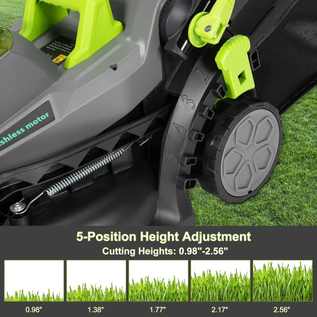 SUGIFT 13 Inch Cordless Lawn Mower with Brushless Motor, 4Ah Power Share Battery and 30L collection bag,Green