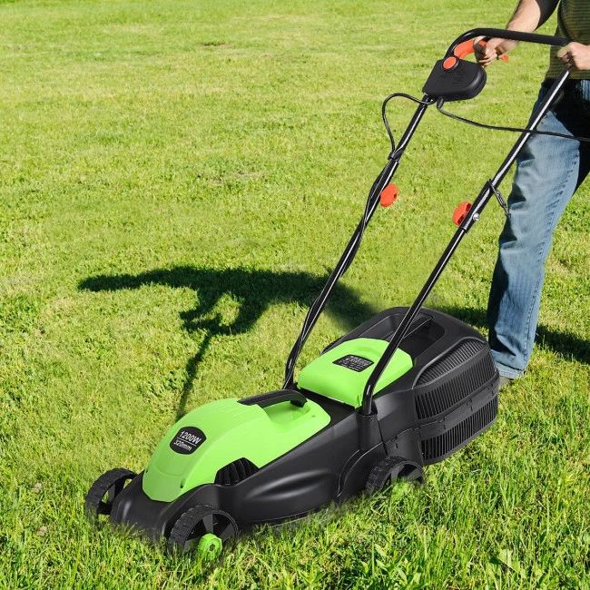 SUGIFT 14 Inch Electric Lawn Corded Mower with 30L Grass Bag,Green