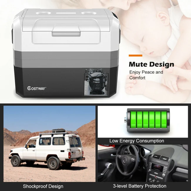 SUGIFT 58 Quart Electric Cooler with Handle,12V Portable Fridge for Vehicles Camping, Travel & Picnics