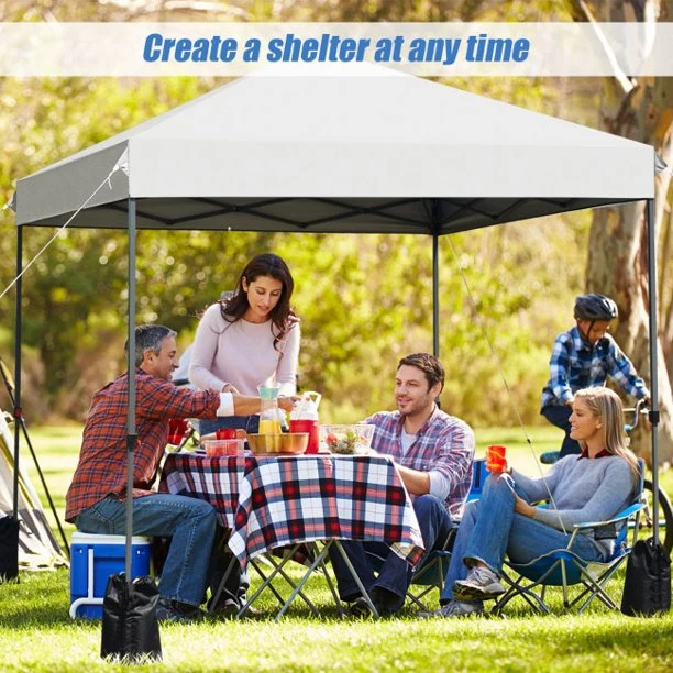 SUGIFT 8x8 FT Pop up Canopy Tent Shelter with Roller Bag and Sand Bags,White
