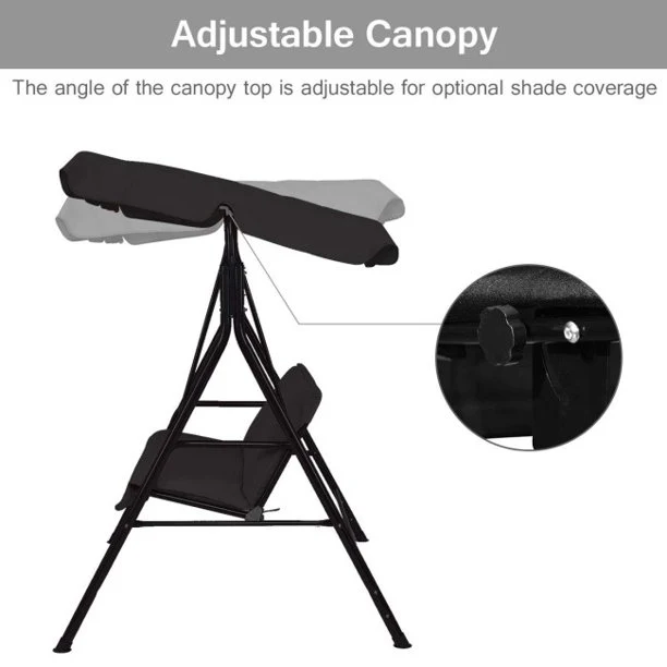 SUGIFT 2 Person Canopy Swing Weather Resistant for Porch Garden Backyard Lawn£¬Black