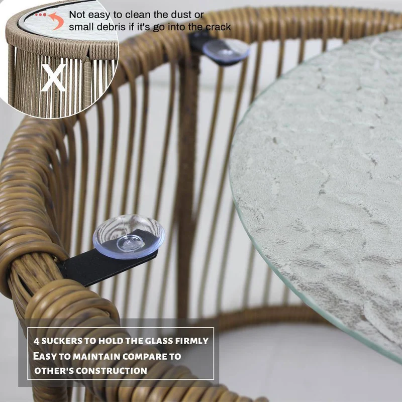 Beige 3-Piece Wicker Rattan Outdoor Patio Sectional Set with White Cushions and Table