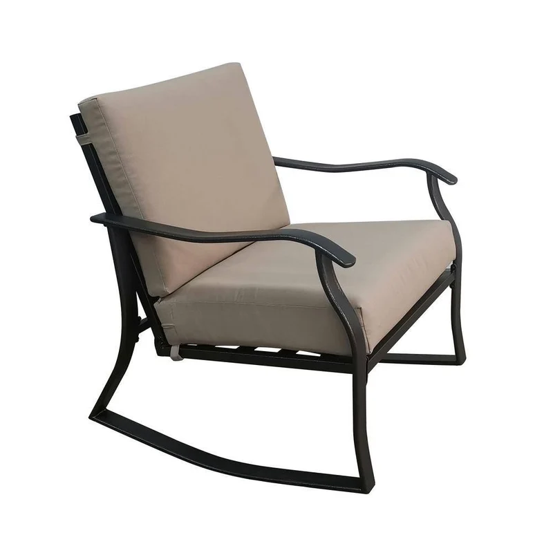 Black 5-Piece Steel Furniture Set Outdoor Patio Conversation Set with Gray Cushions