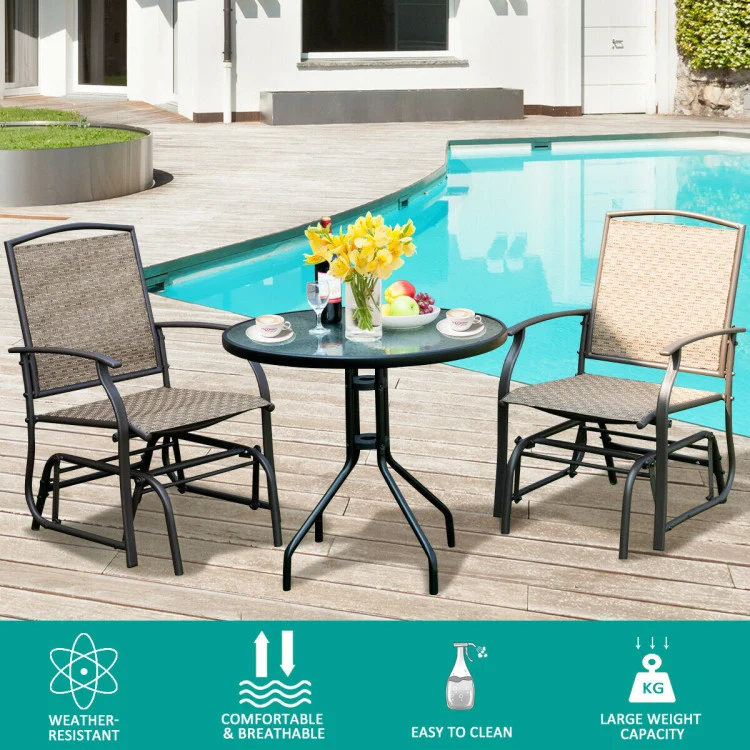 2-Person Brown Metal Outdoor Glider Chairs