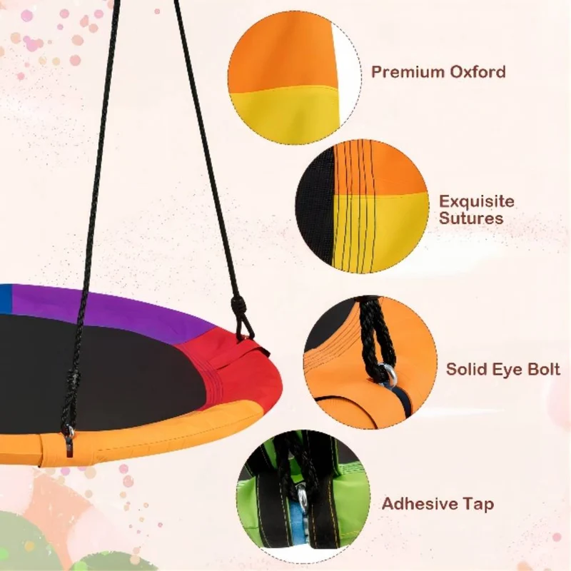 40 in. Rainbow Flying Saucer Swing with 2 Hanging Straps