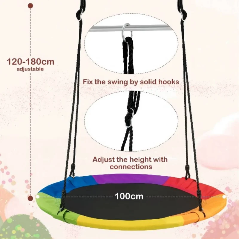40 in. Rainbow Flying Saucer Swing with 2 Hanging Straps