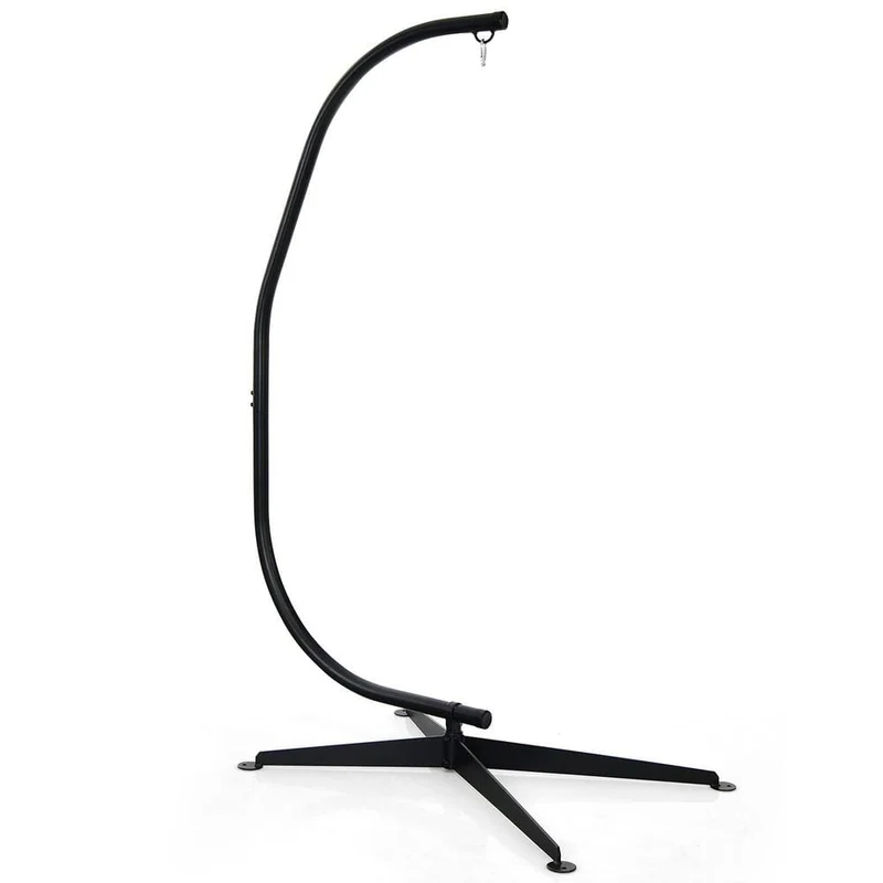 7 ft. Metal Frame C Shape Hanging Hammock Stand in Black