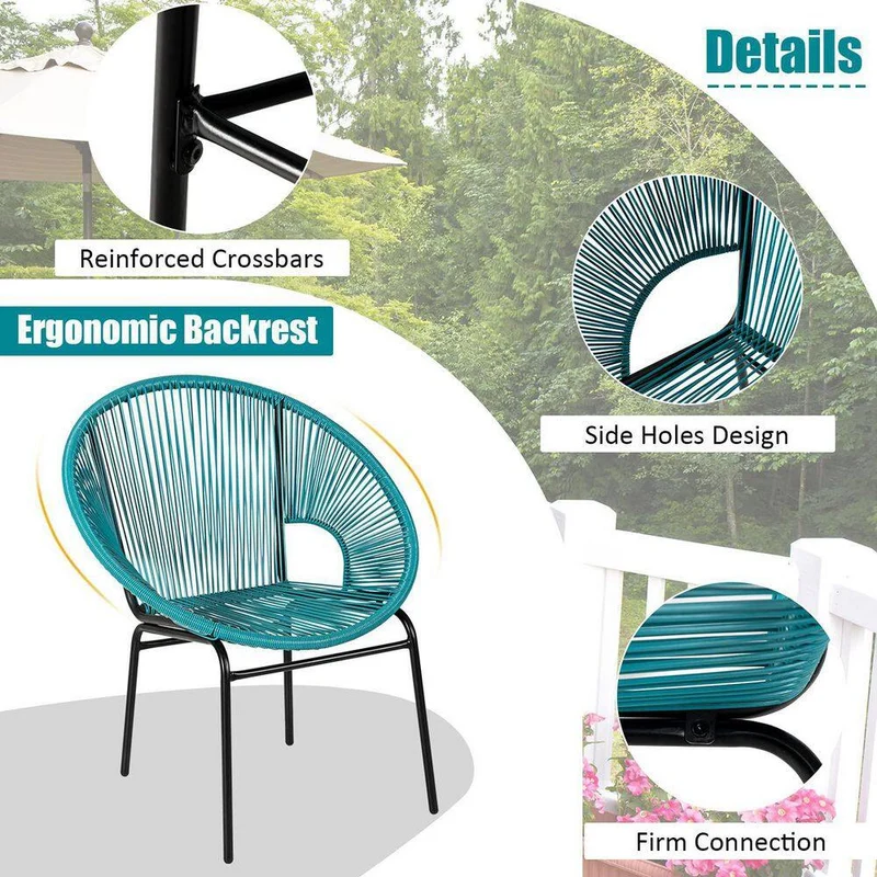 3-Piece Metal Frame Outdoor Bistro Set with Glass Table