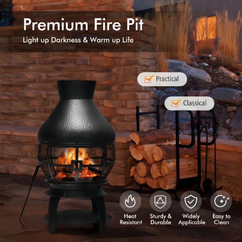 43.5 in. H Outdoor Fire Pit Wood Burning Chimenea Fireplace