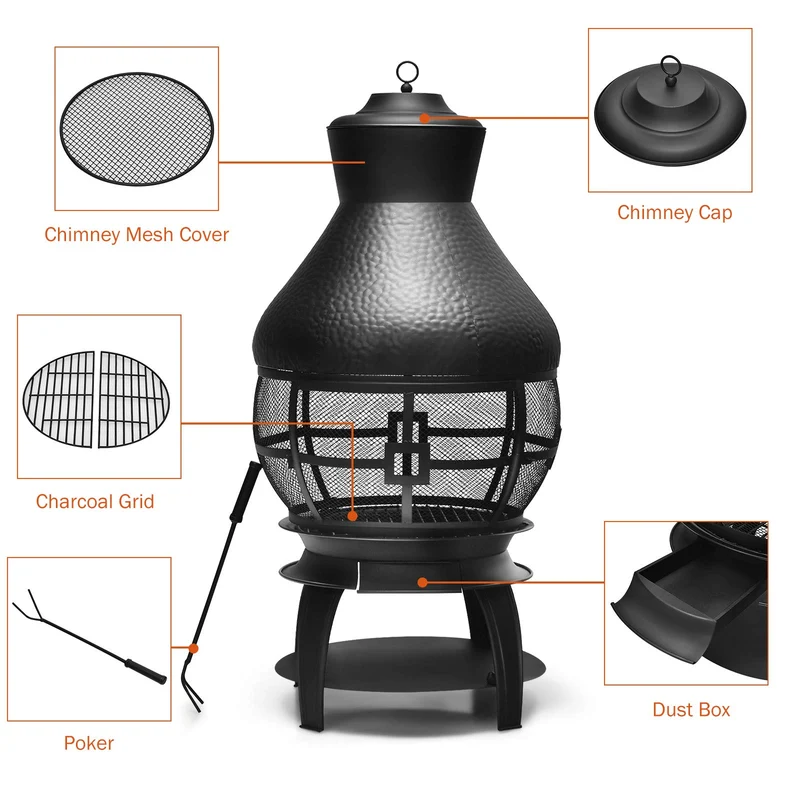43.5 in. H Outdoor Fire Pit Wood Burning Chimenea Fireplace