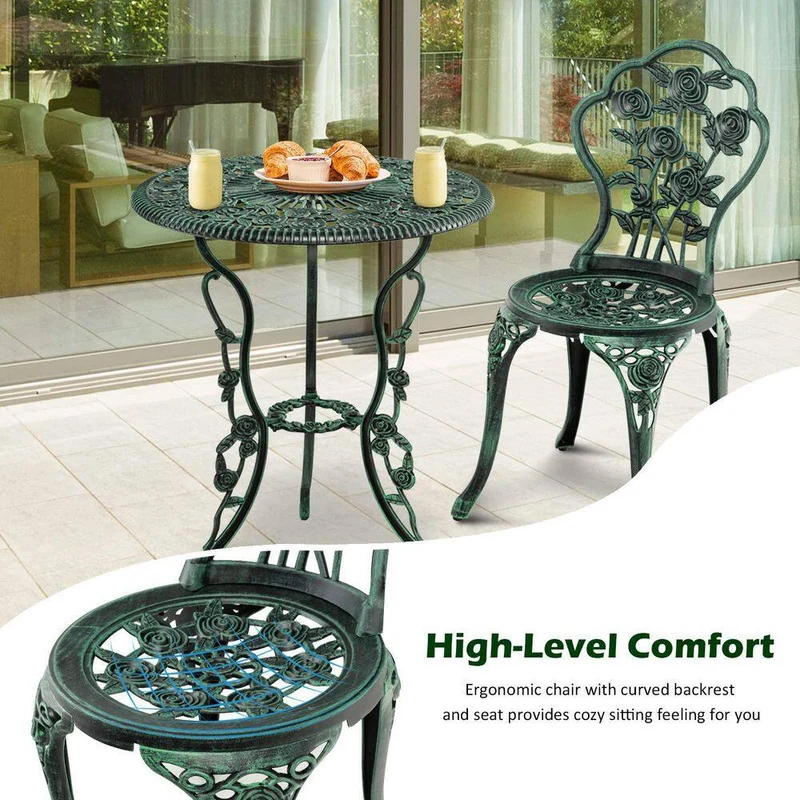 3-Piece Outdoor Cast Aluminum Patio Bistro Set