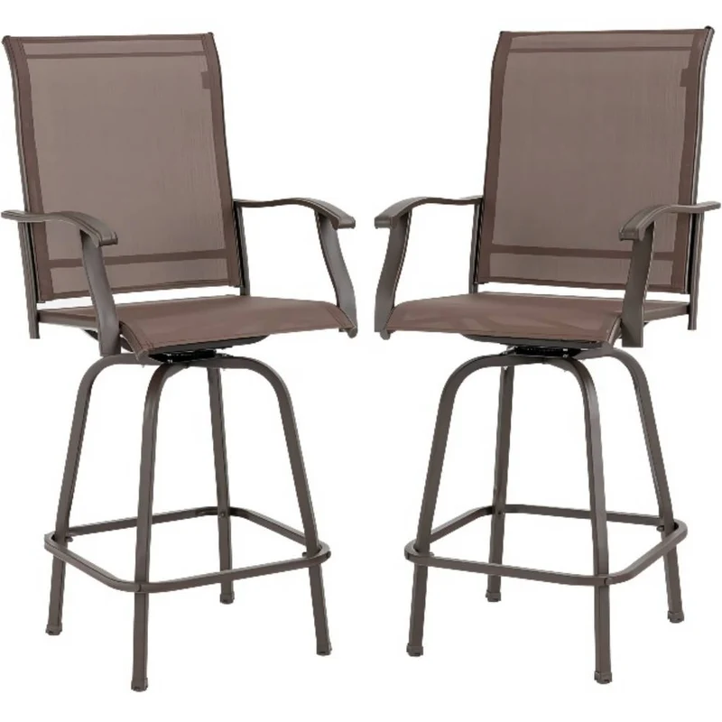 2-Piece Metal Swivel Outdoor Bar Stools