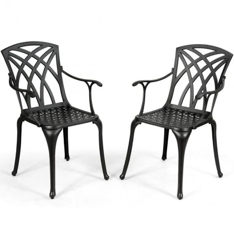 Aluminum Outdoor Dining Set of Patio Bistro Chairs (2-Pack)