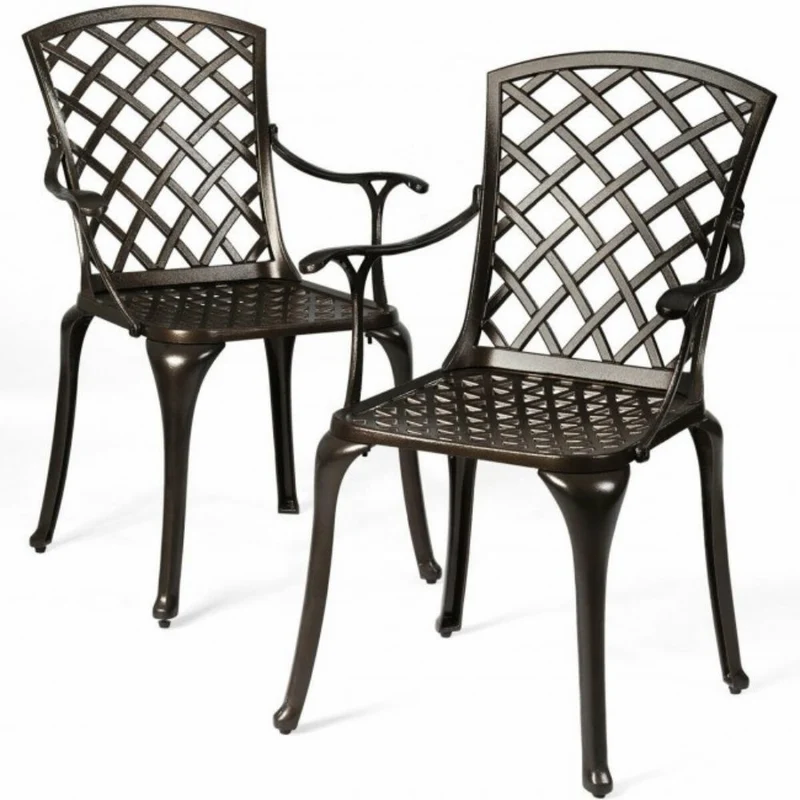 Outdoor Aluminum Dining Set of Patio Bistro Chairs (2-Pack)
