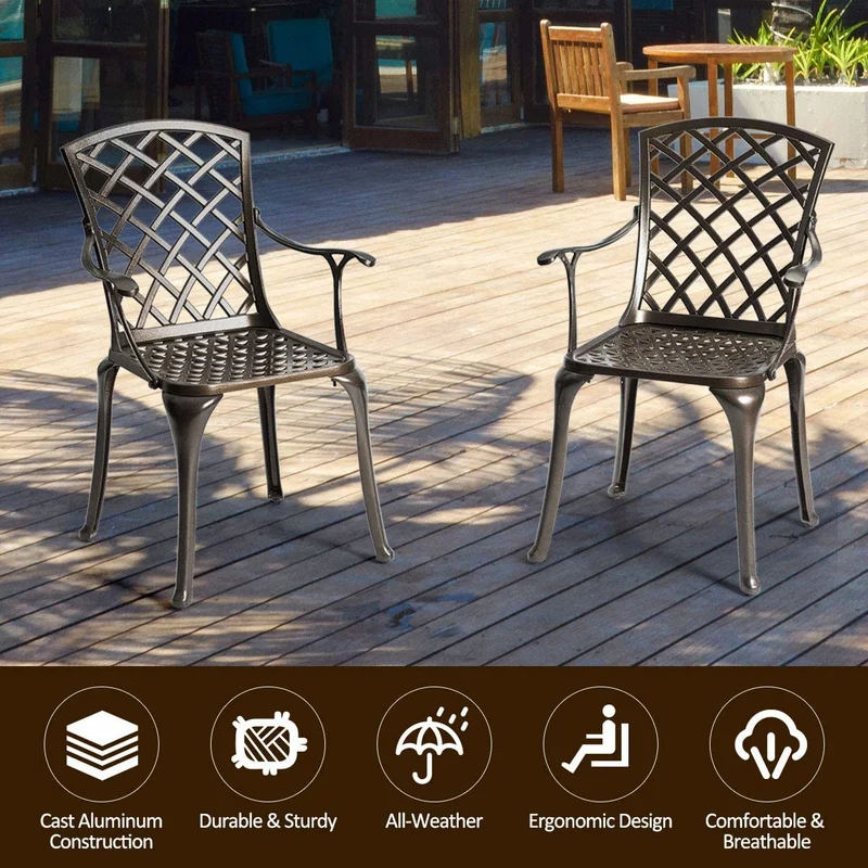 Outdoor Aluminum Dining Set of Patio Bistro Chairs (2-Pack)