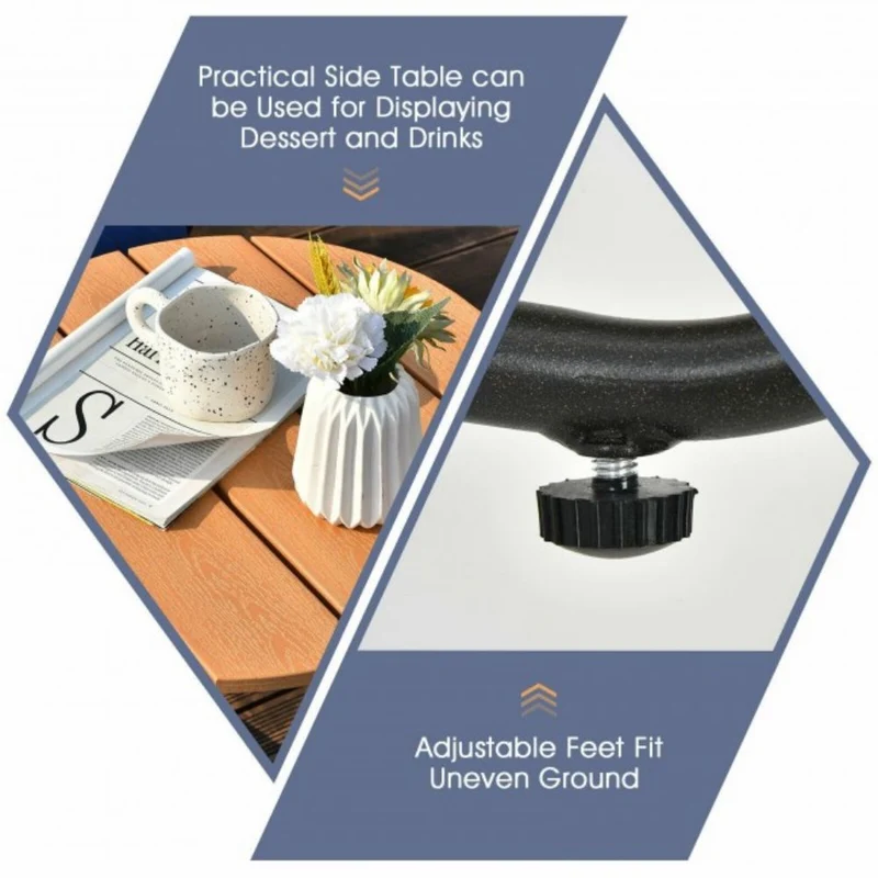 3-Piece Metal Outdoor Bistro Patio Furniture Set with Armrest and Blue Cushions