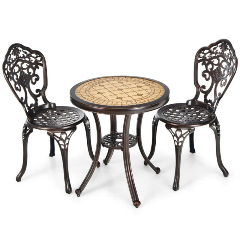 3-Piece Outdoor All-Weather Cast Aluminum Patio Bistro Set