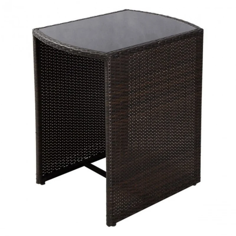 3-Pieces Wicker Patio Cushioned Outdoor Chair and Table Set with Beige Cushion