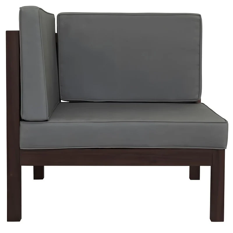 4-Piece Outdoor Wood Patio Backyard Sectional Seating Group with Gray Cushions and Table