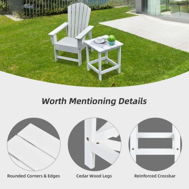 15 in. Patio Square Wooden Slat End Outdoor Side Coffee Table for Garden