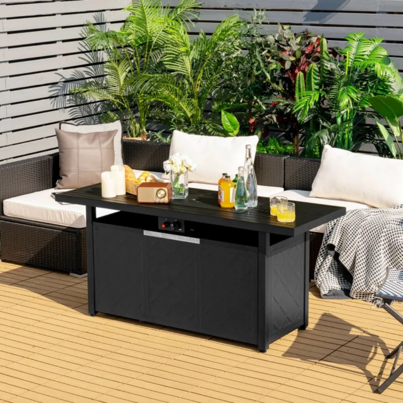 57 in. Steel Outdoor Rectangular Propane Fire Pit Table