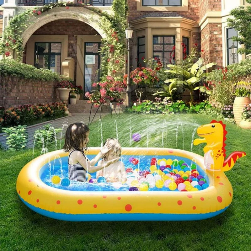 67 in. x 41 in. 3-In-1 Outdoor Inflatable Sprinkler Pool for Kids, Baby Pool Splash Pad for Toddlers Fun Water Toys