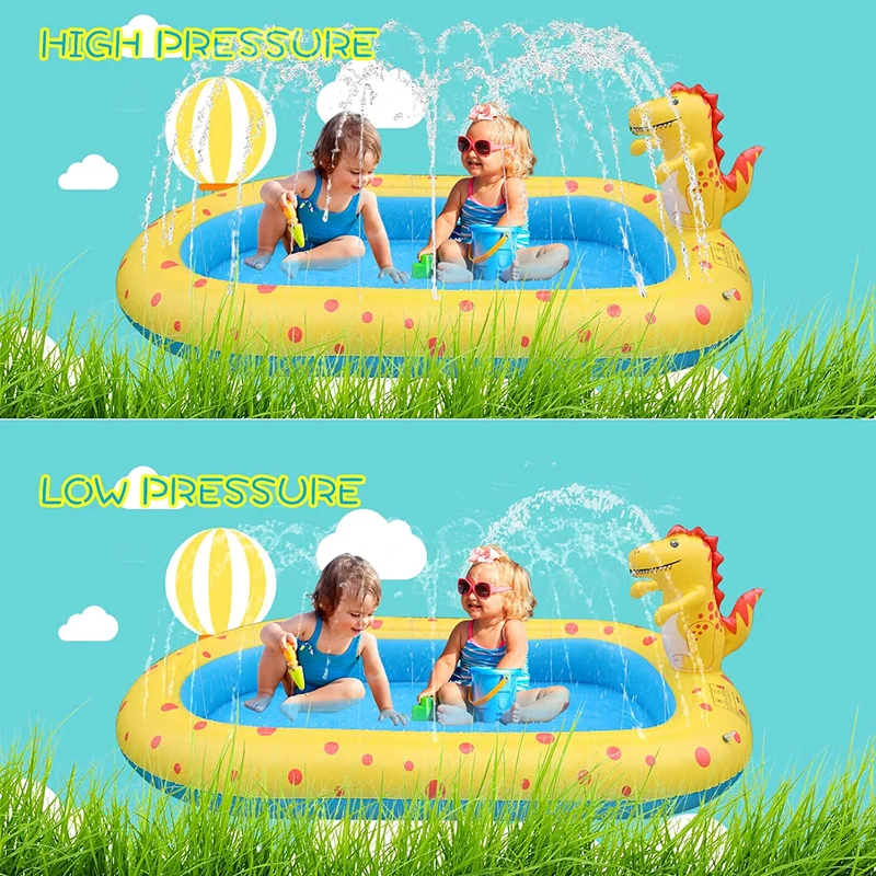 67 in. x 41 in. 3-In-1 Outdoor Inflatable Sprinkler Pool for Kids, Baby Pool Splash Pad for Toddlers Fun Water Toys