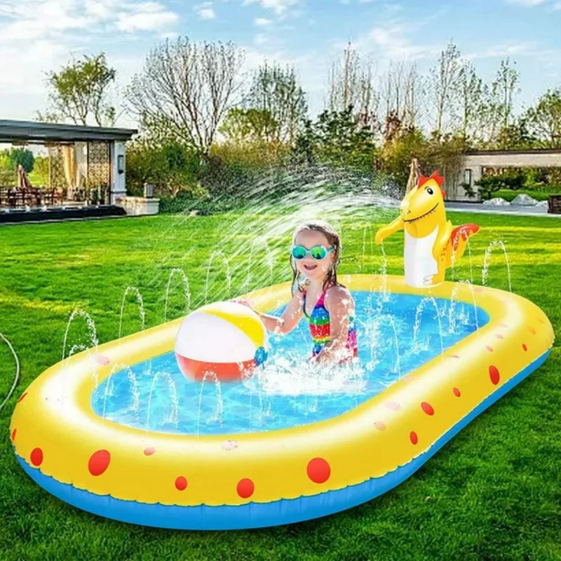 67 in. x 41 in. 3-In-1 Outdoor Inflatable Sprinkler Pool for Kids, Baby Pool Splash Pad for Toddlers Fun Water Toys