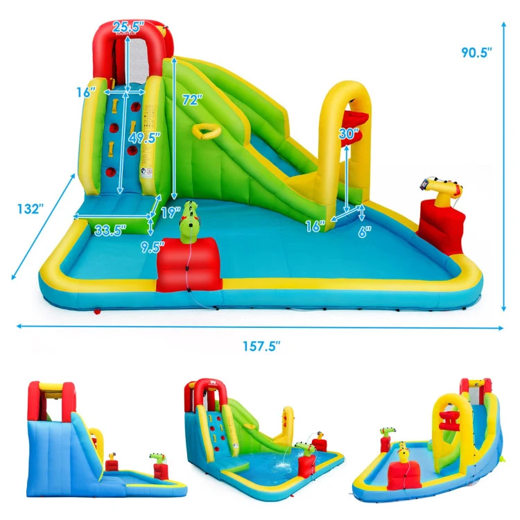 Multi-Color Inflatable Splash Jump Slide Water Bounce without Blower