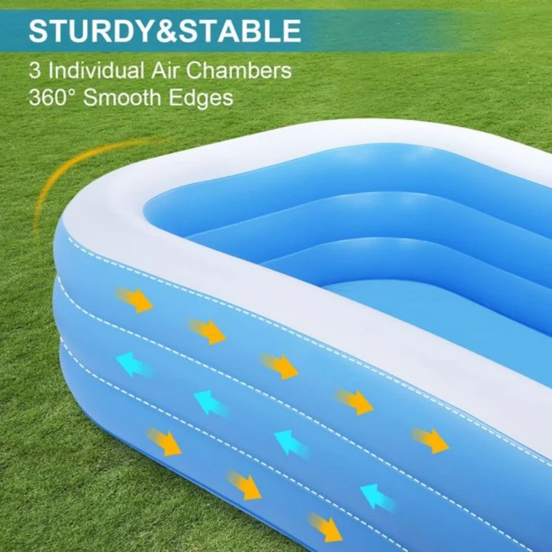 120 in. x 72 in. x 22 in. Rectangle Outdoor Full-Sized Inflatable Above Ground Kiddle Pool