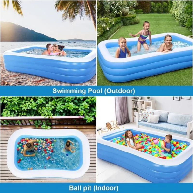 120 in. x 72 in. x 22 in. Rectangle Outdoor Full-Sized Inflatable Above Ground Kiddle Pool