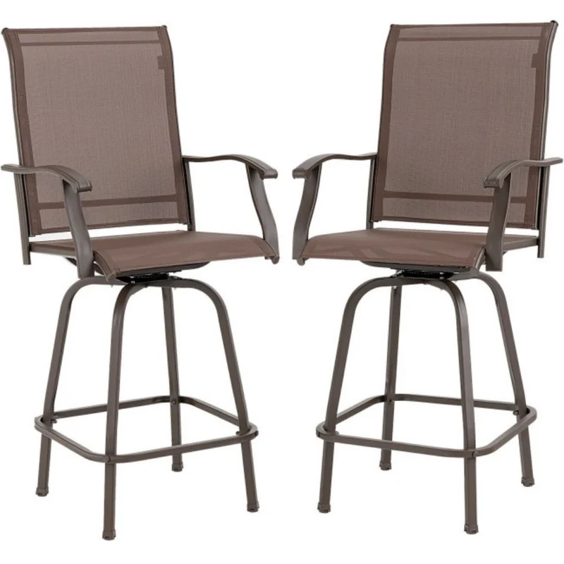 2-Piece Metal 360¡ã Rotation Swivel Outdoor Bar Stool Set