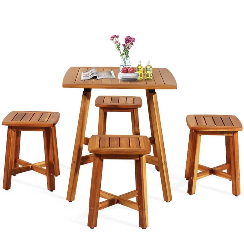 5-Piece Acacia Wood Patio Dining Set