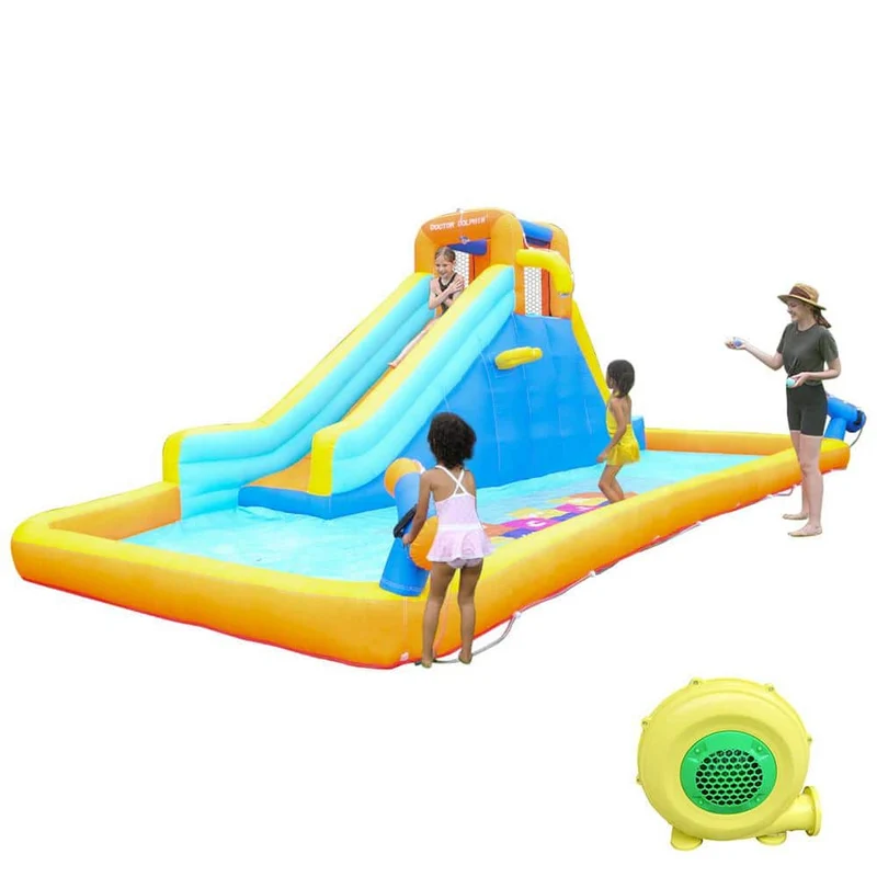 Inflatable Bouncer Water Slide Bounce House Splash Pool with Blower