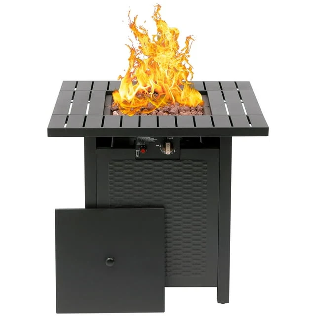 SUGIFT 28in Outdoor Gas Fire Pit Table 50,000 BTU Square Propane Fire Pit Table W/ Cover
