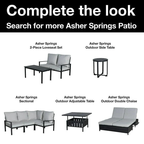 SUGIFT 2-Piece Outdoor Rocker Set- Black Frame Gray Cushions