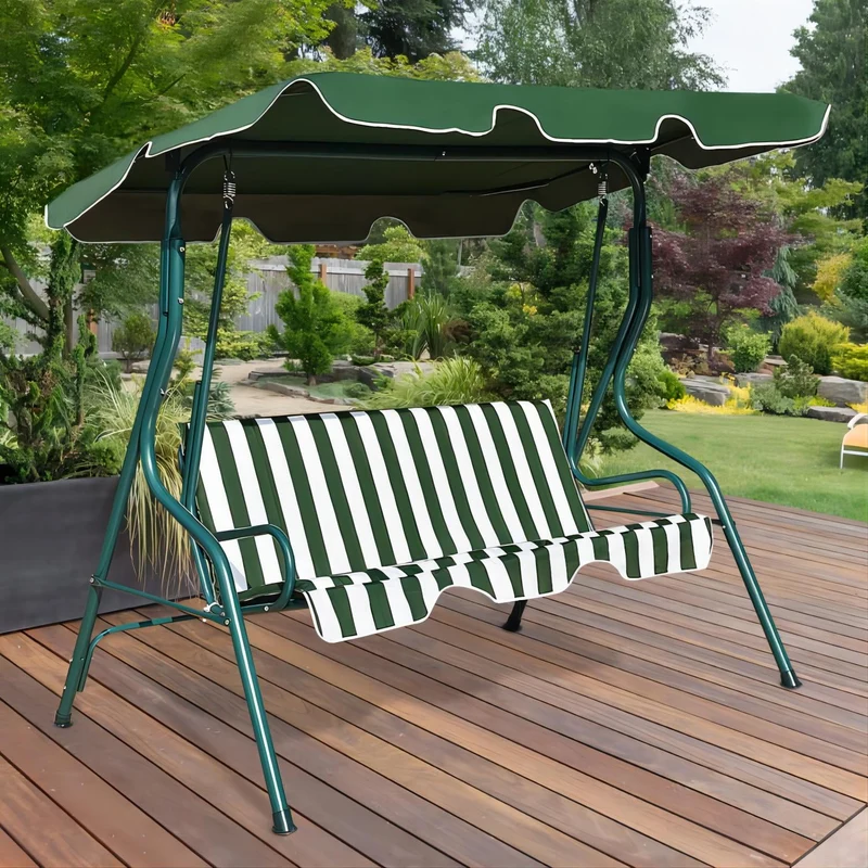 YouYeap 3 Seat Outdoor Patio Swing Chair with Removable Cushion, Green
