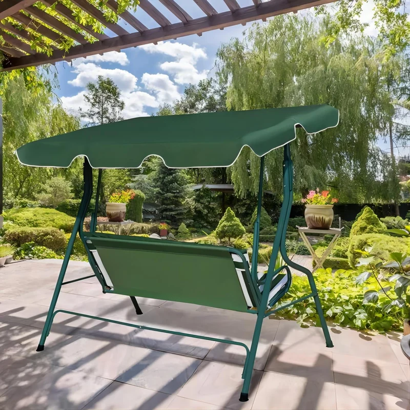 YouYeap 3 Seat Outdoor Patio Swing Chair with Removable Cushion, Green