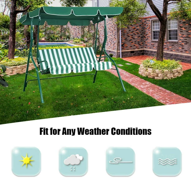 SUGIFT 3-Seat Outdoor Steel Porch Swing with Canopy