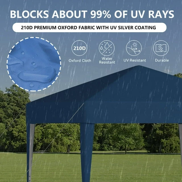 TBKLEY 10x10ft Pop Up Canopy Tent with Carry Bag for Backyard Home Party Outdoor Events, Blue